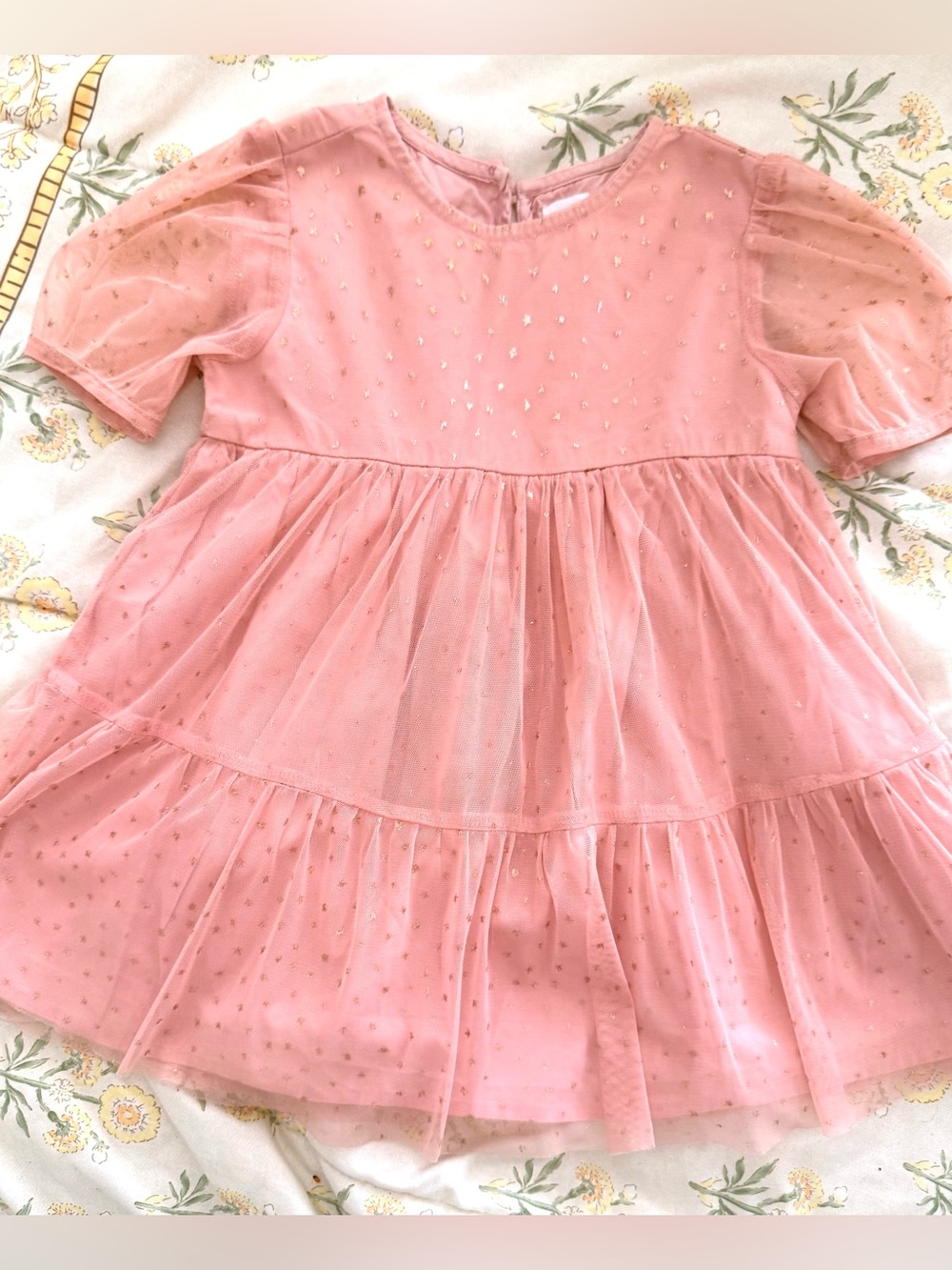 Baby gap tulle tiered tutu fancy party dress pink with gold stars 2t
